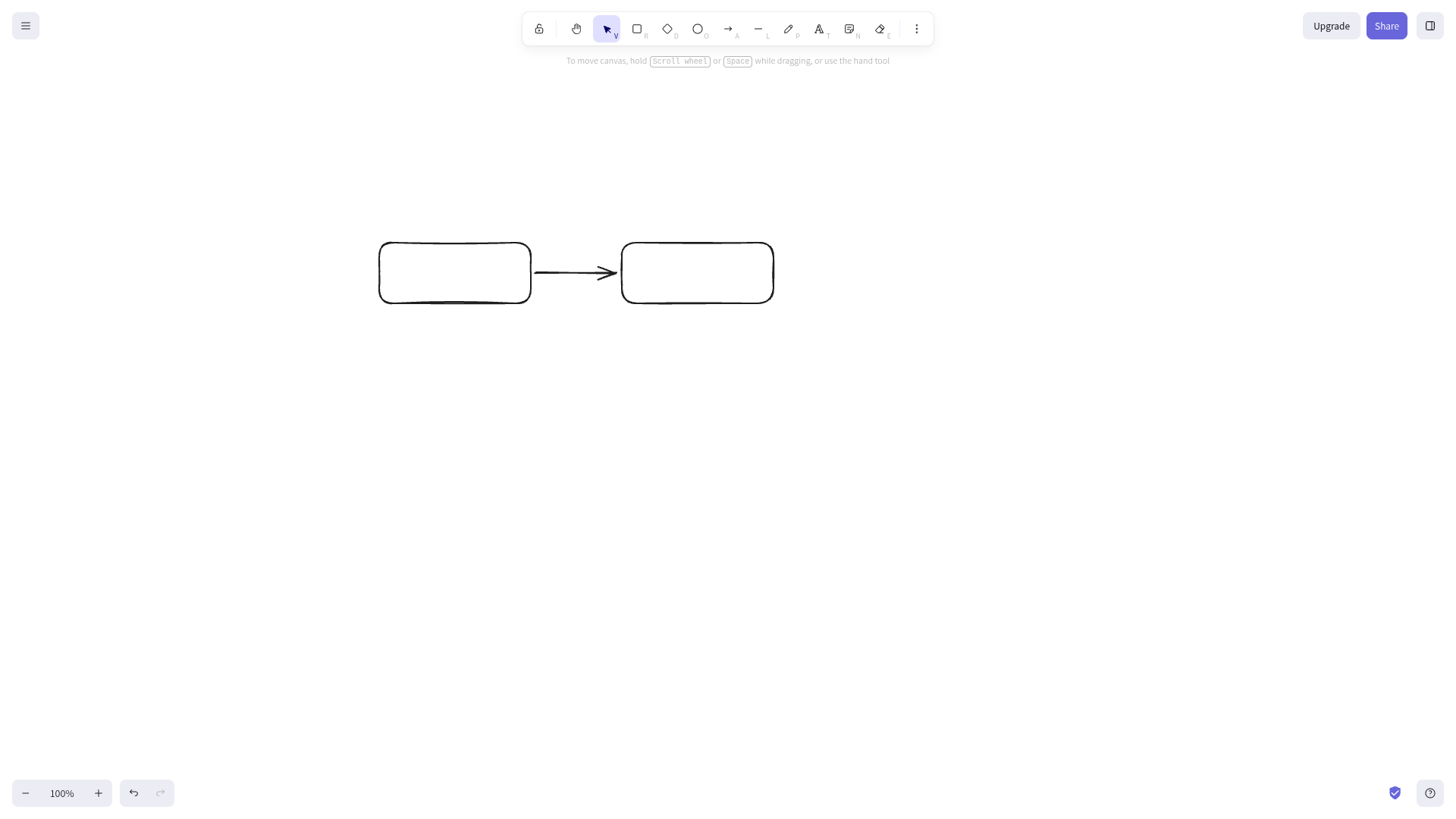A hand-drawn style flow chart in Excalidraw with sketchy rectangles and an arrow
